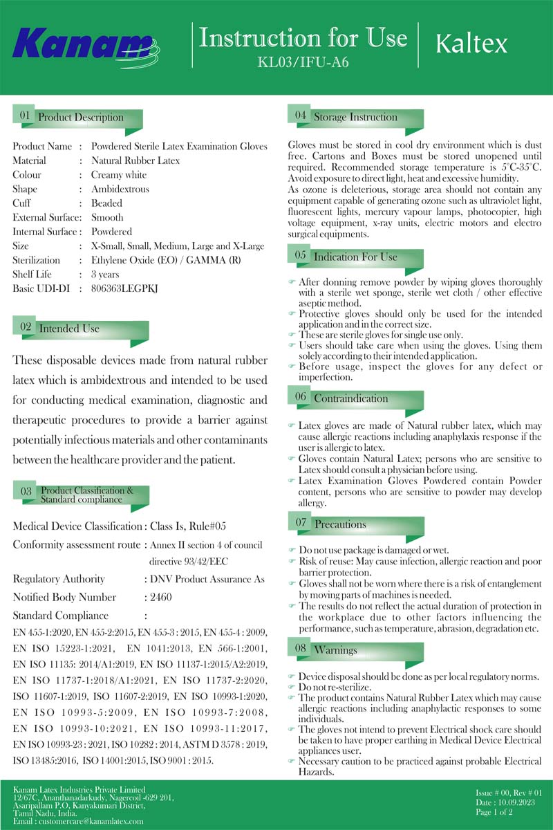 Kaltex-240mm-Sterile-Latex-Examination-Gloves-Powdered