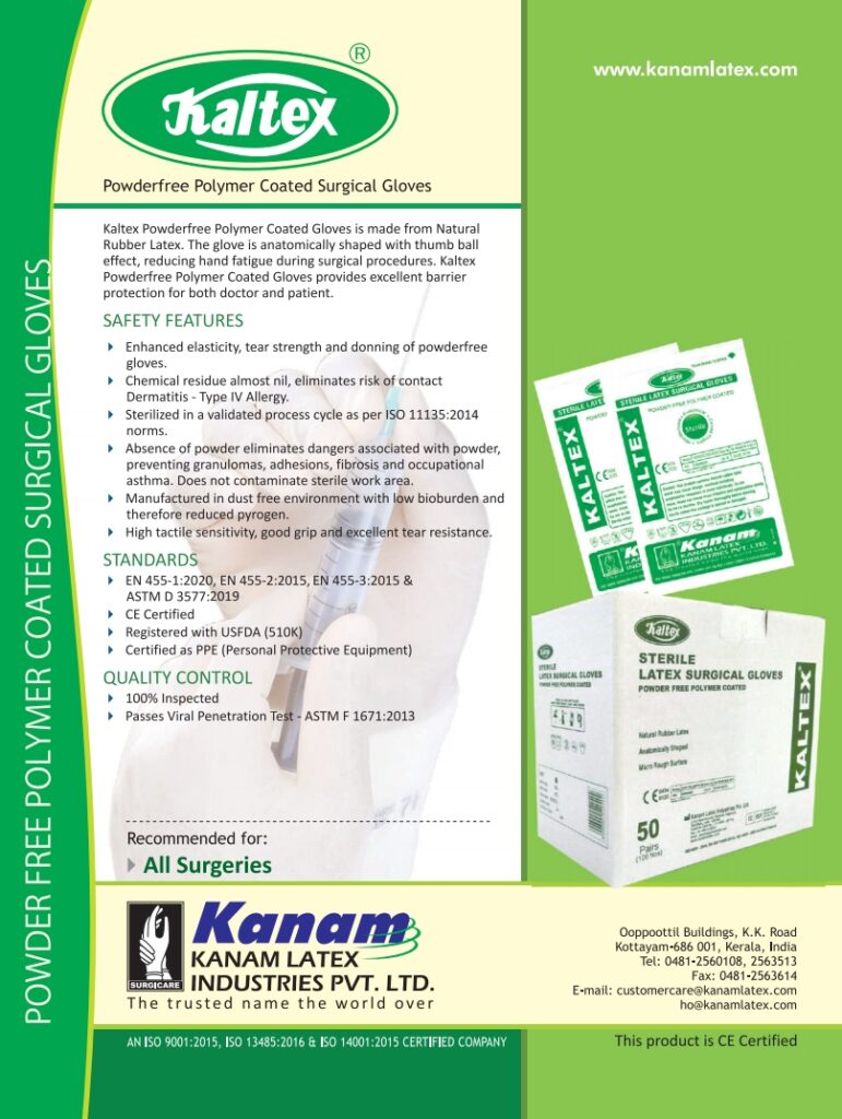 Kaltex- Powder Free Polymer Coated sterile Latex Surgical Gloves