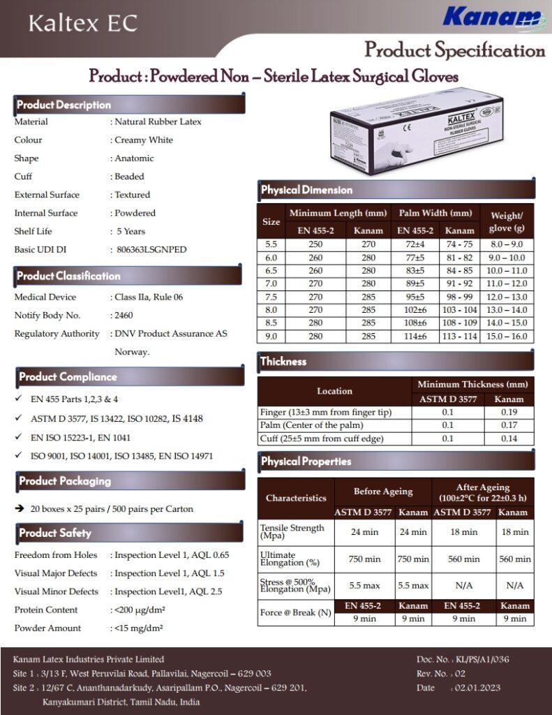 KALTED EC PRODUCT SPECIFICATION