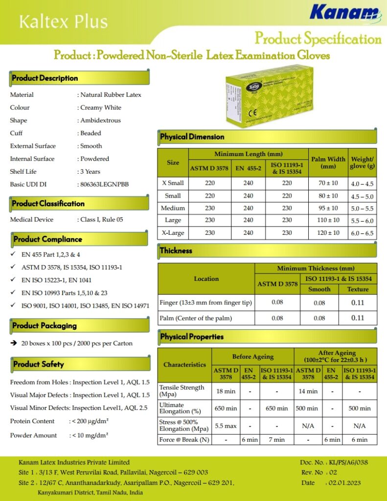 KANAM PLUS PRODUCT SPECIFICATION