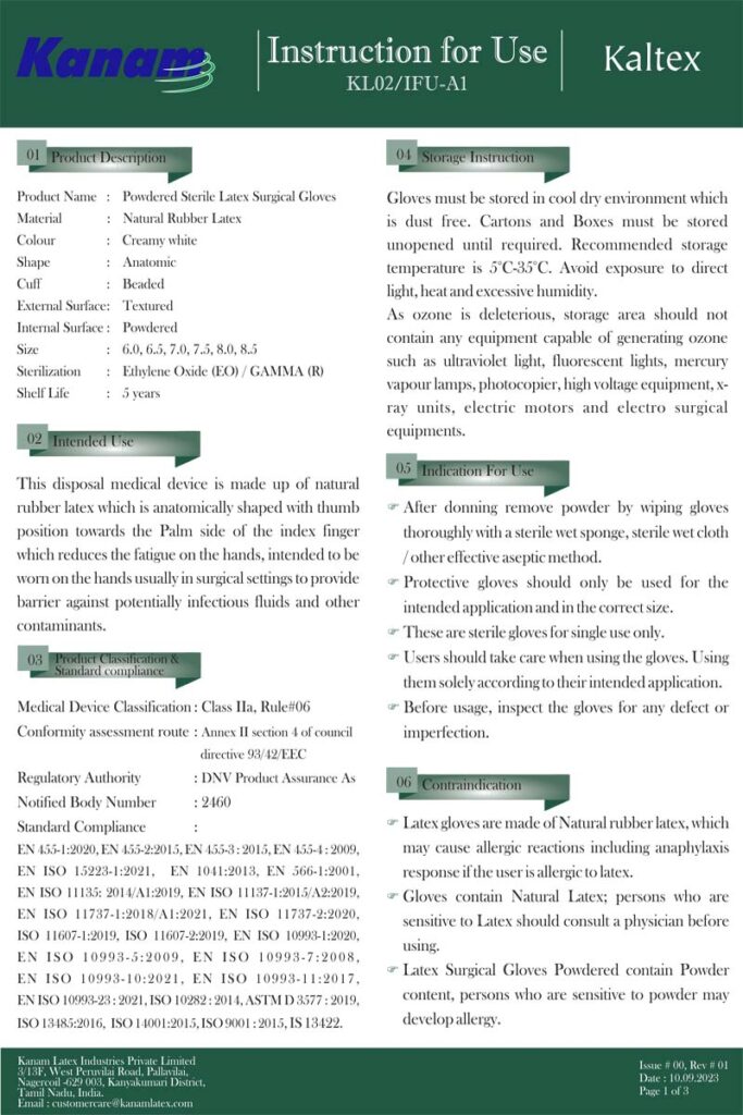 Kaltex Powdered Instruction for use